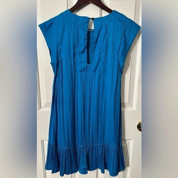 MAEVE XS Anthropologie Blue Flouncy Tunic Dress $128 Pleated Ruffle Hem - Picture 4 of 14